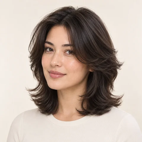 Feathered hairstyle example