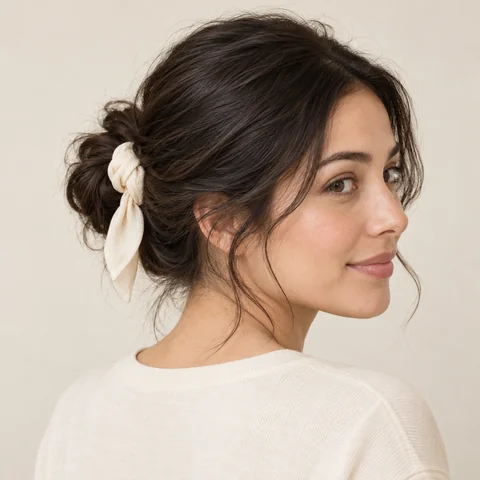 Messy Bun with a Scarf hairstyle example