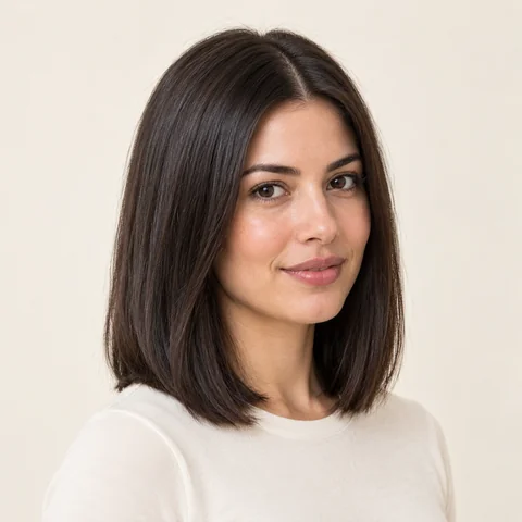 Straightened hairstyle example