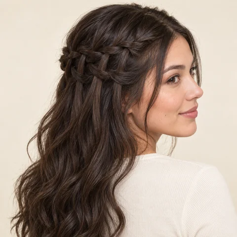 Waterfall Braid hairstyle example