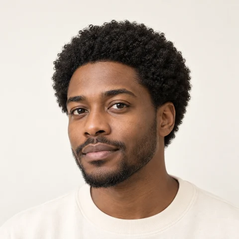 Short Afro hairstyle example