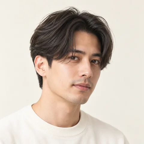 Center-Parted hairstyle example