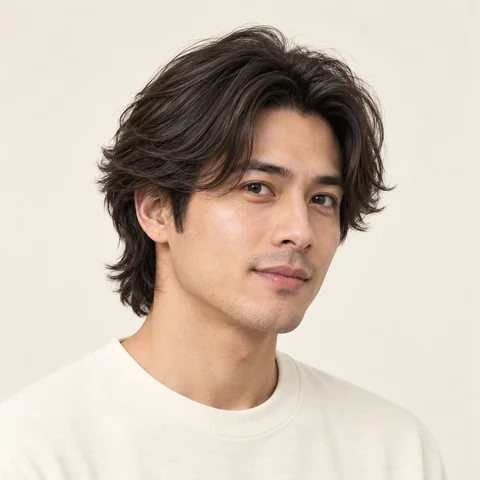 Feathered hairstyle example