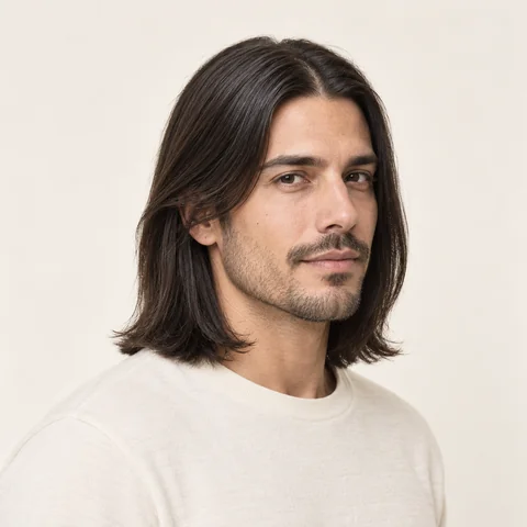 Straightened hairstyle example
