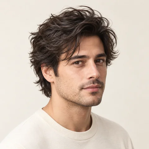 Tousled hairstyle example
